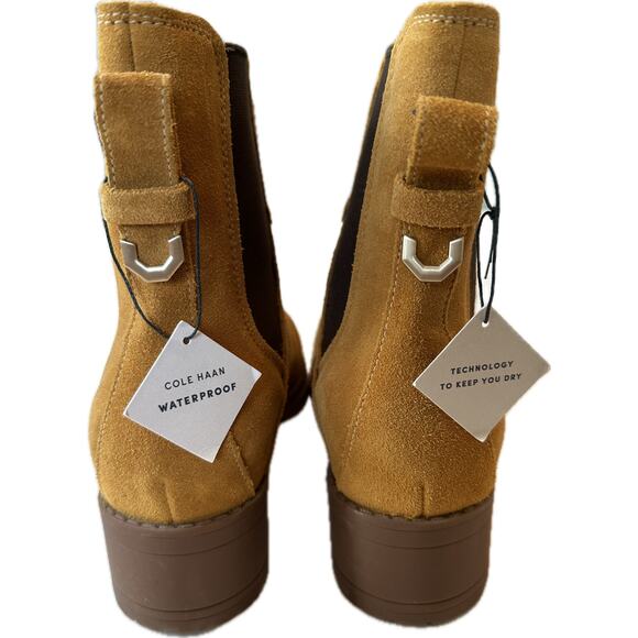 Cole Haan Waterproof Suede Chelsea Boots Tan Size 6 NWT - Picture 7 of 9